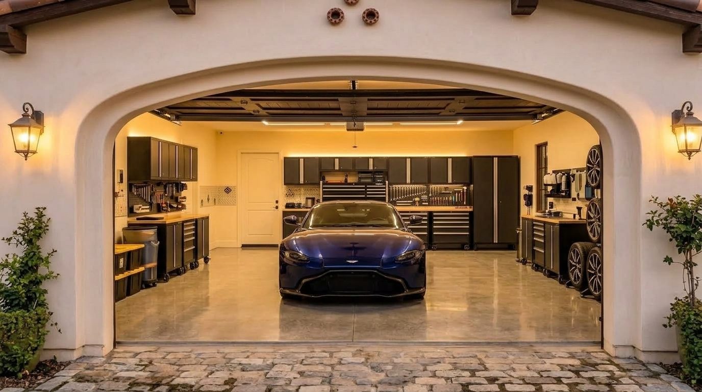 Moseley Garage Door Repairs Interior View of Custom Garage Door Overhead and Workshop